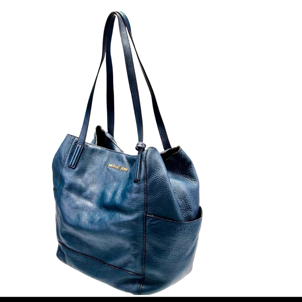 Michael Kors Ashbury blue leather travel tote slouchy XL grab bag like new